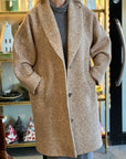 Mos Mosh Adelaide Herringbone Wool Coat - Tannin