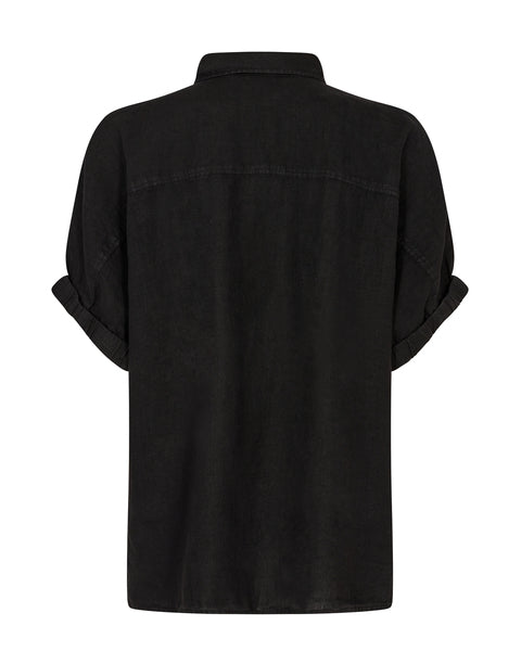 Mos Mosh Aven SS Linen Shirt - Black