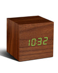 Gingko Cube Click Clock - Walnut/Green LED