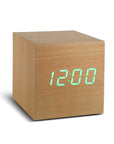 Gingko Cube Click Clock - Beech/Green LED