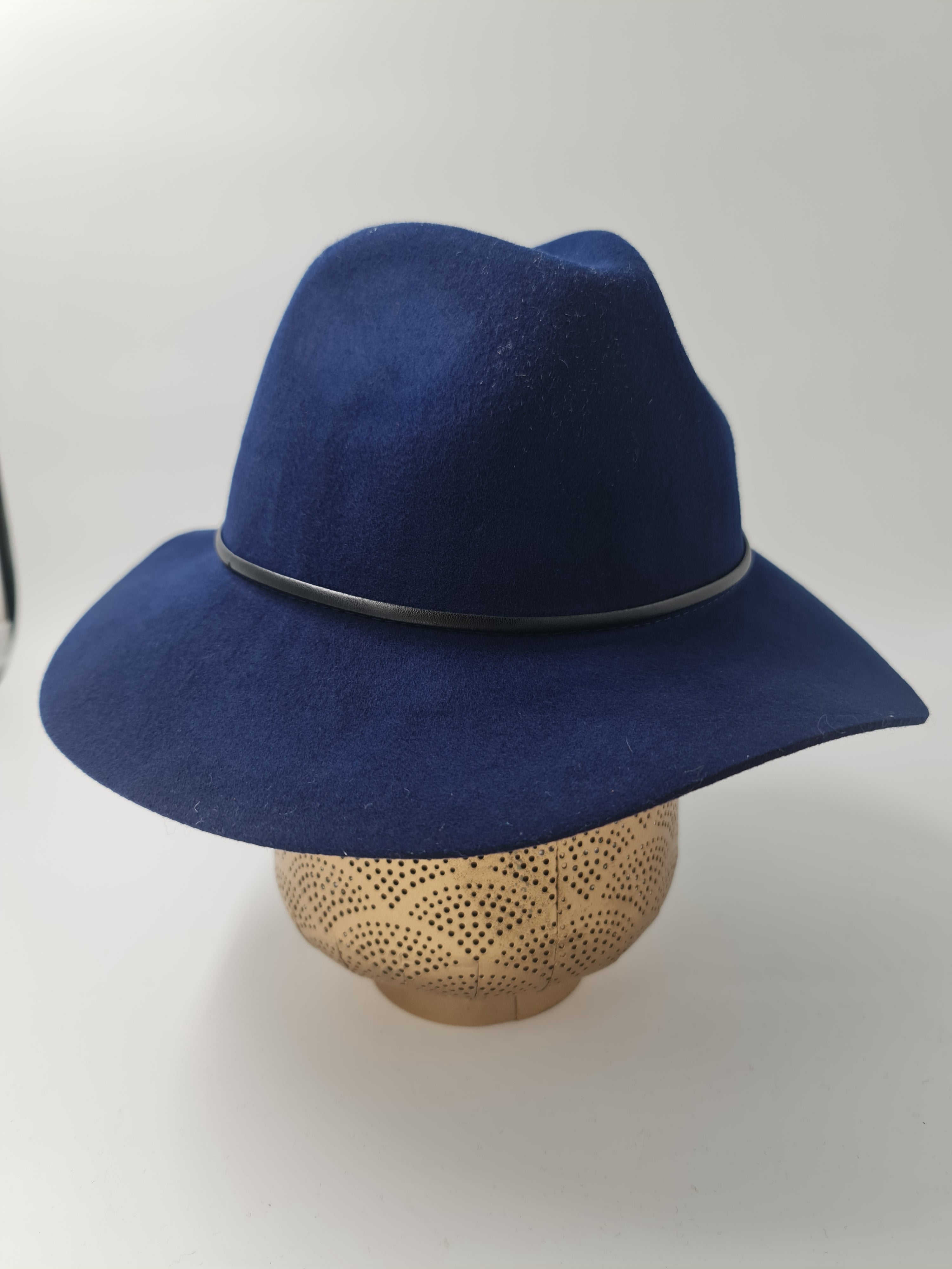 Free Spirit Soft Brim Panama Wool Hat-Navy