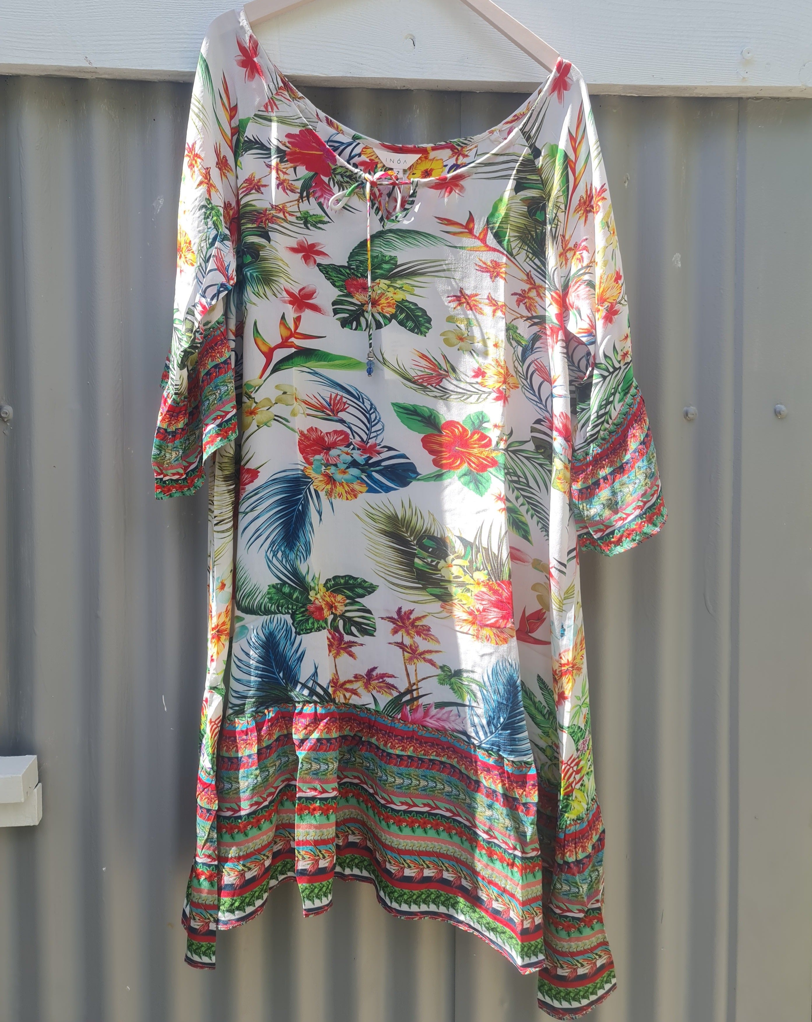 INOA Silk Ruffled Layer Dress - Floriade