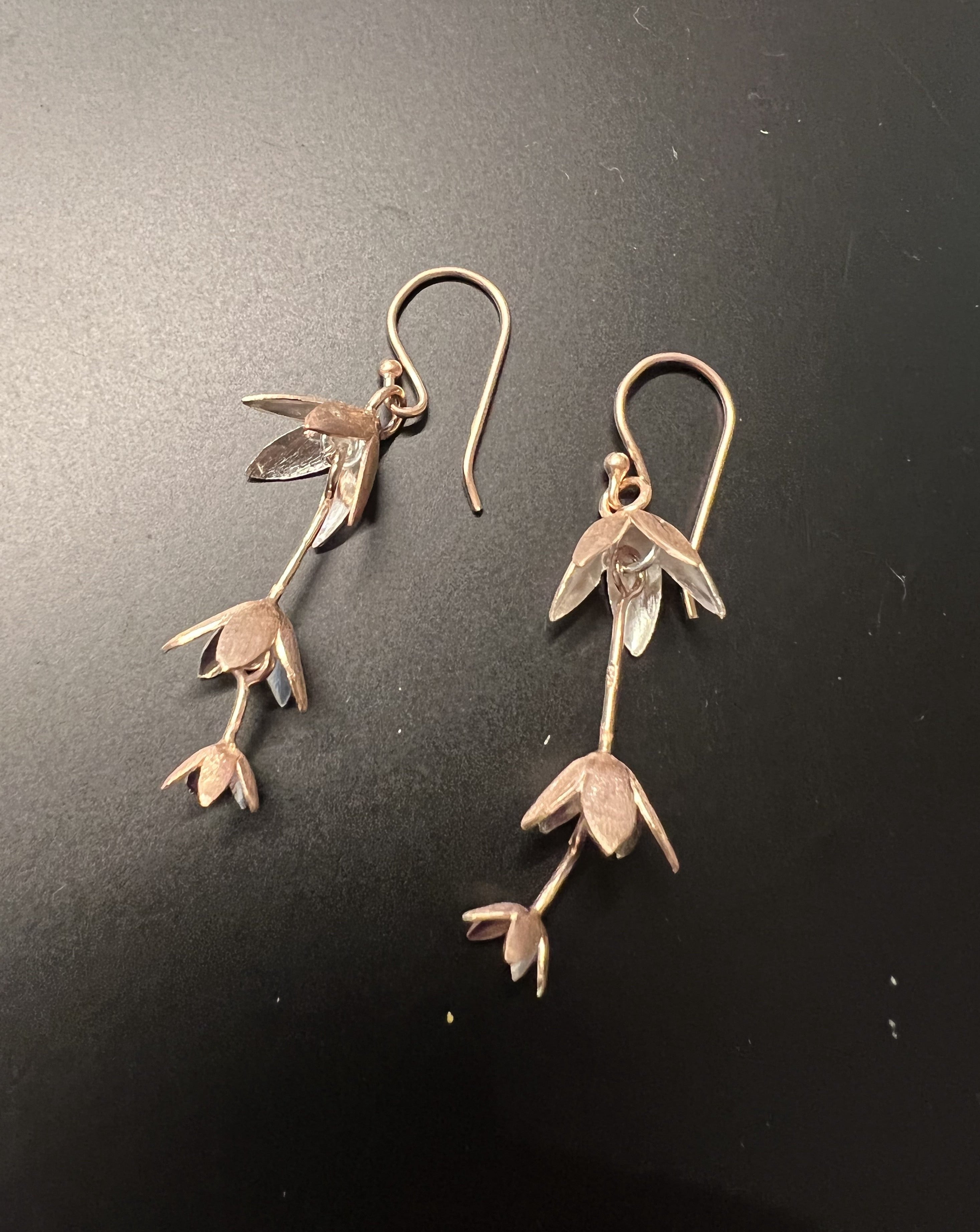 Devise 3 Pce Drop Flower Earrings - Sterling  Silver/Antique Rose Gold
