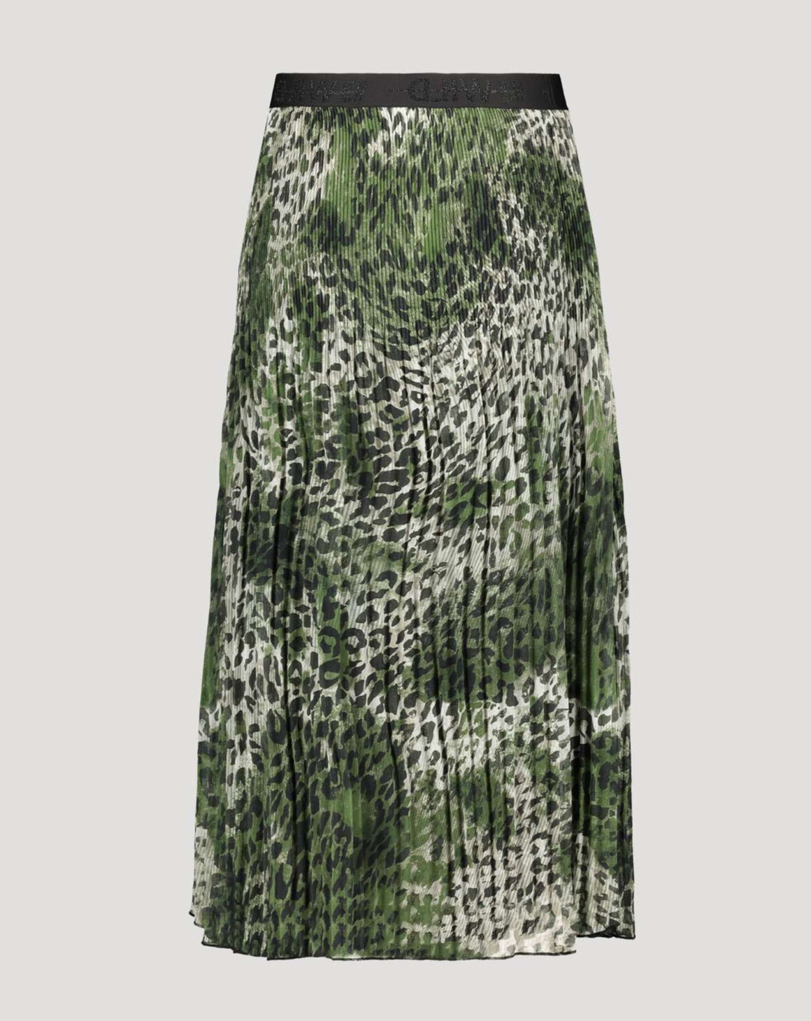 Monari Pleated Skirt - Green and Black Leo Print