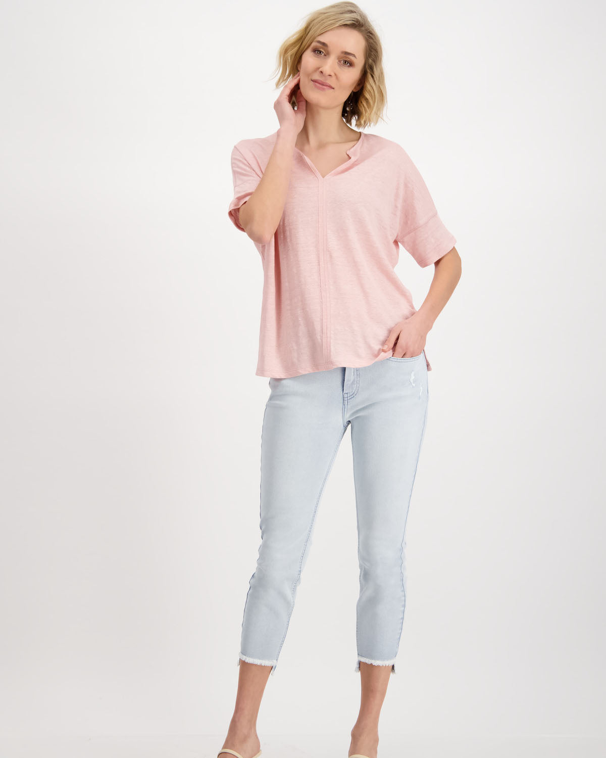 Monari Linen T Shirt - Blush