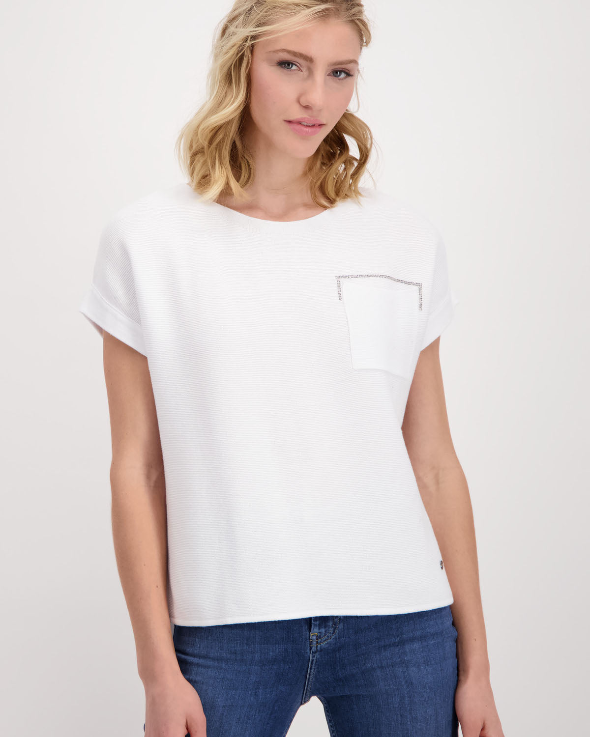 Monari Knit Front T-Shirt - White