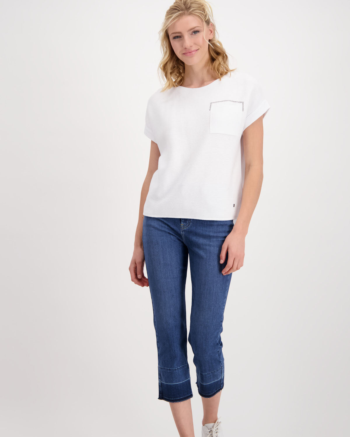 Monari Knit Front T-Shirt - White