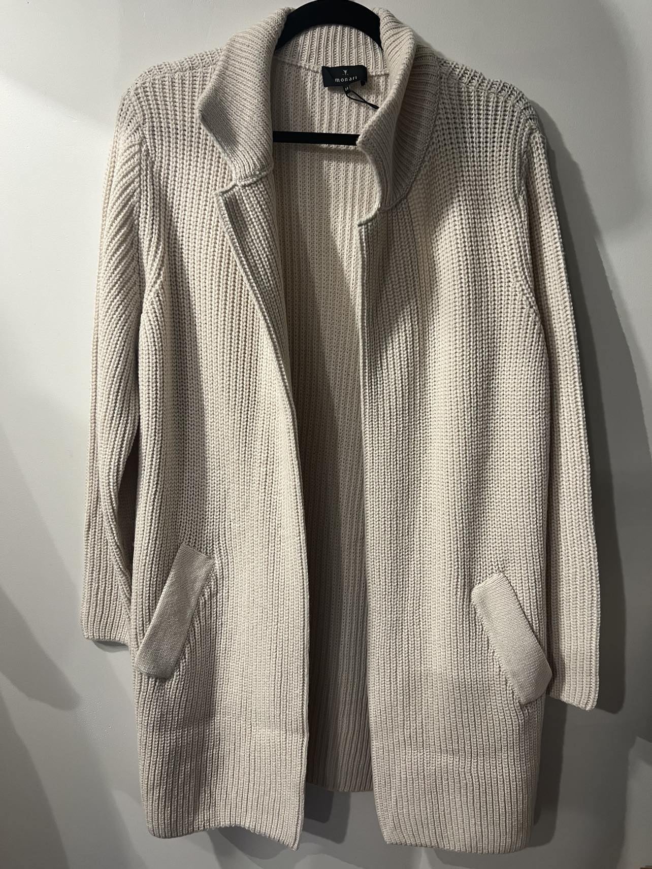Monari Knitted Longline Cardigan/Coat Rib Wool Blend -806588