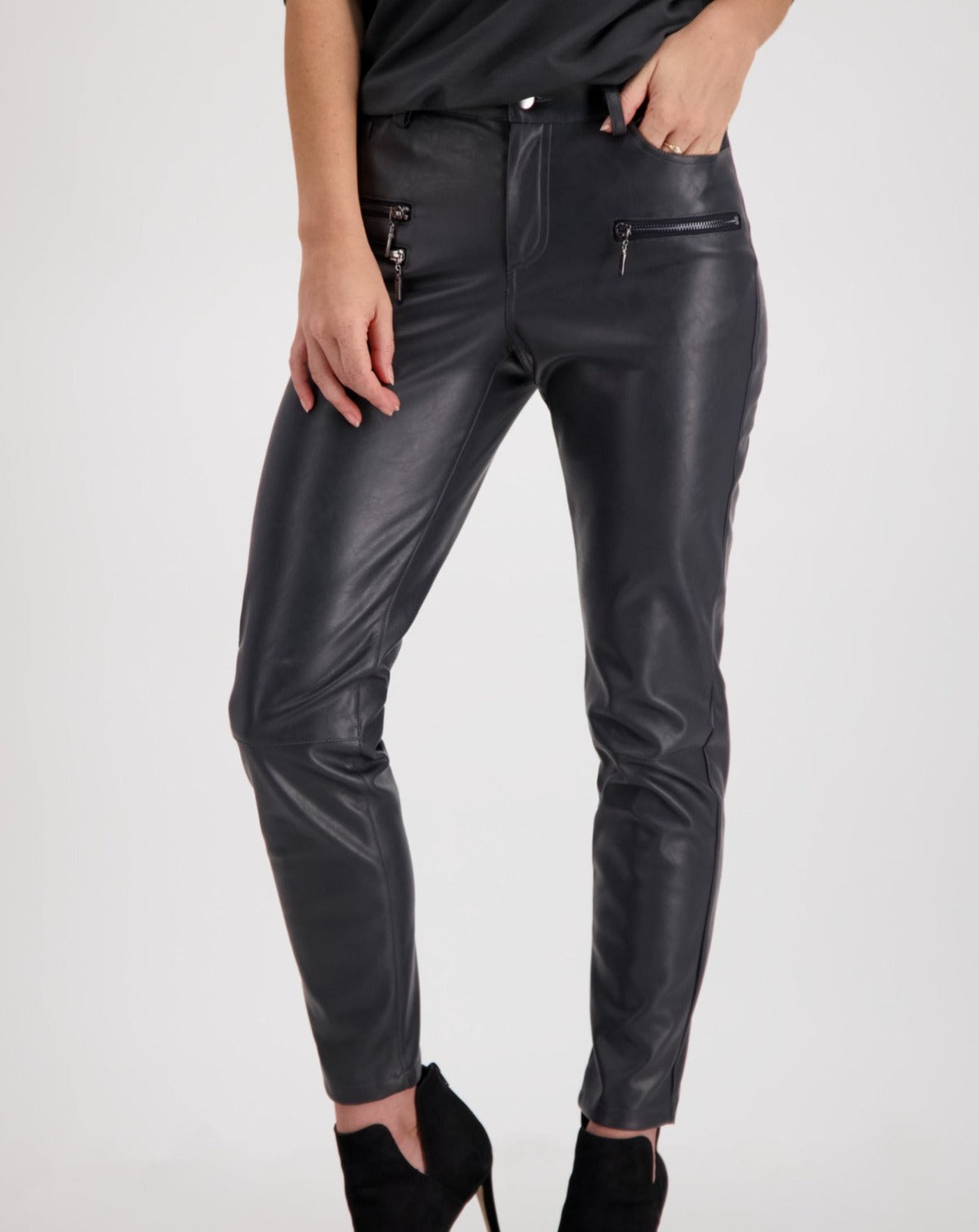 Burleska Demonia Trousers Imitation Leather Brown ☆ | Horror-Shop.com