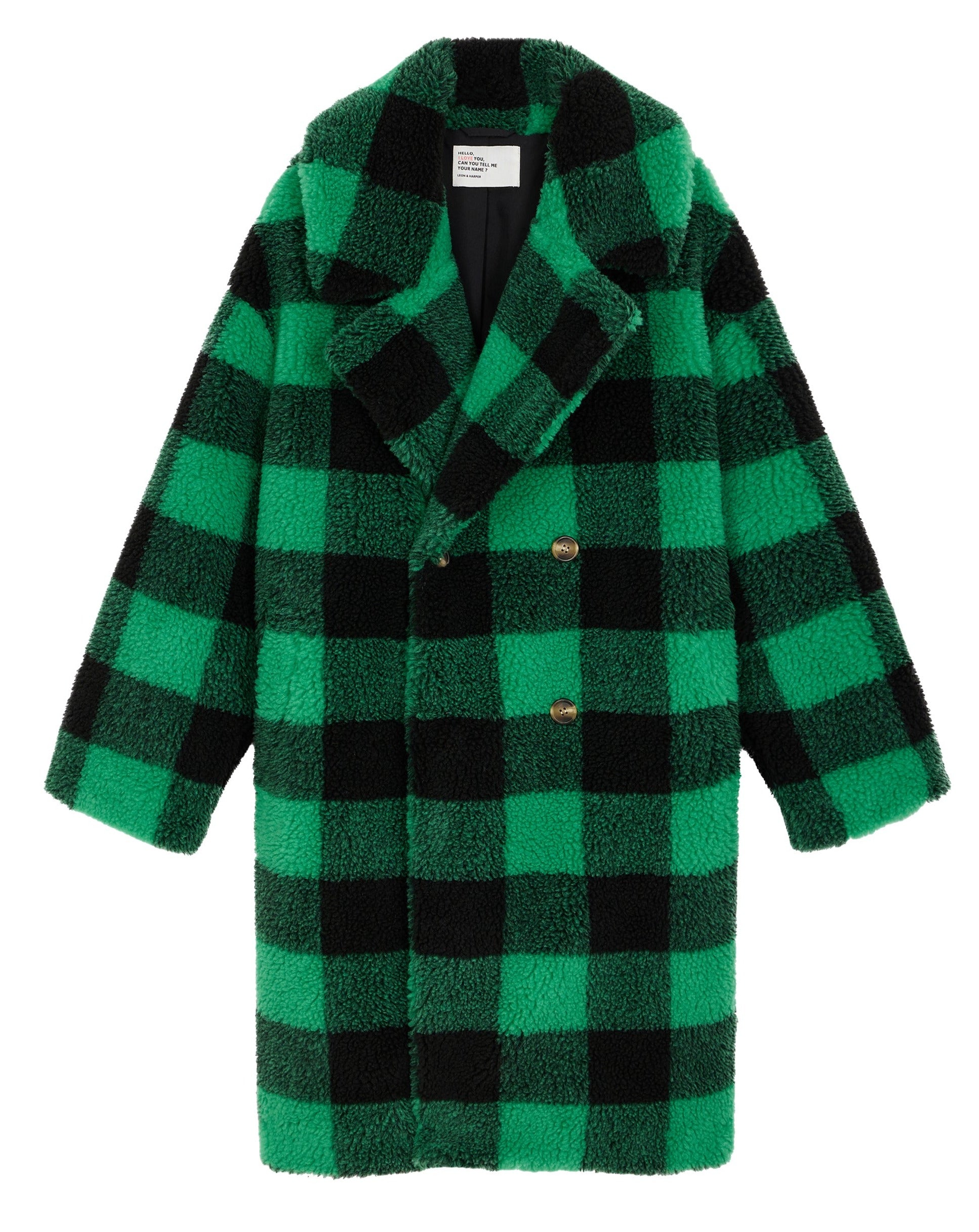 Leon &amp; Harper Vamp Check Coat - Green