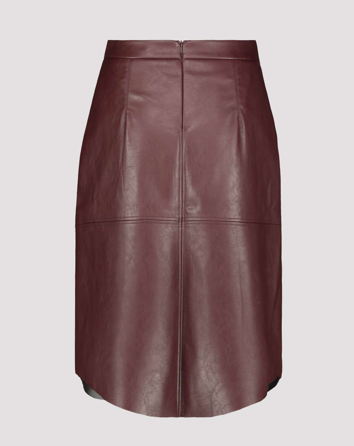 Monari Midi Faux Leather Skirt - Berry Wine