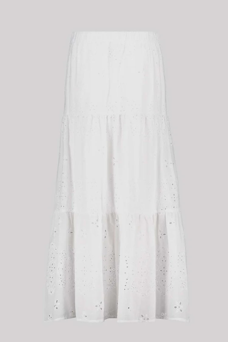 Monari Tiered Lace Maxi Skirt - White 407986