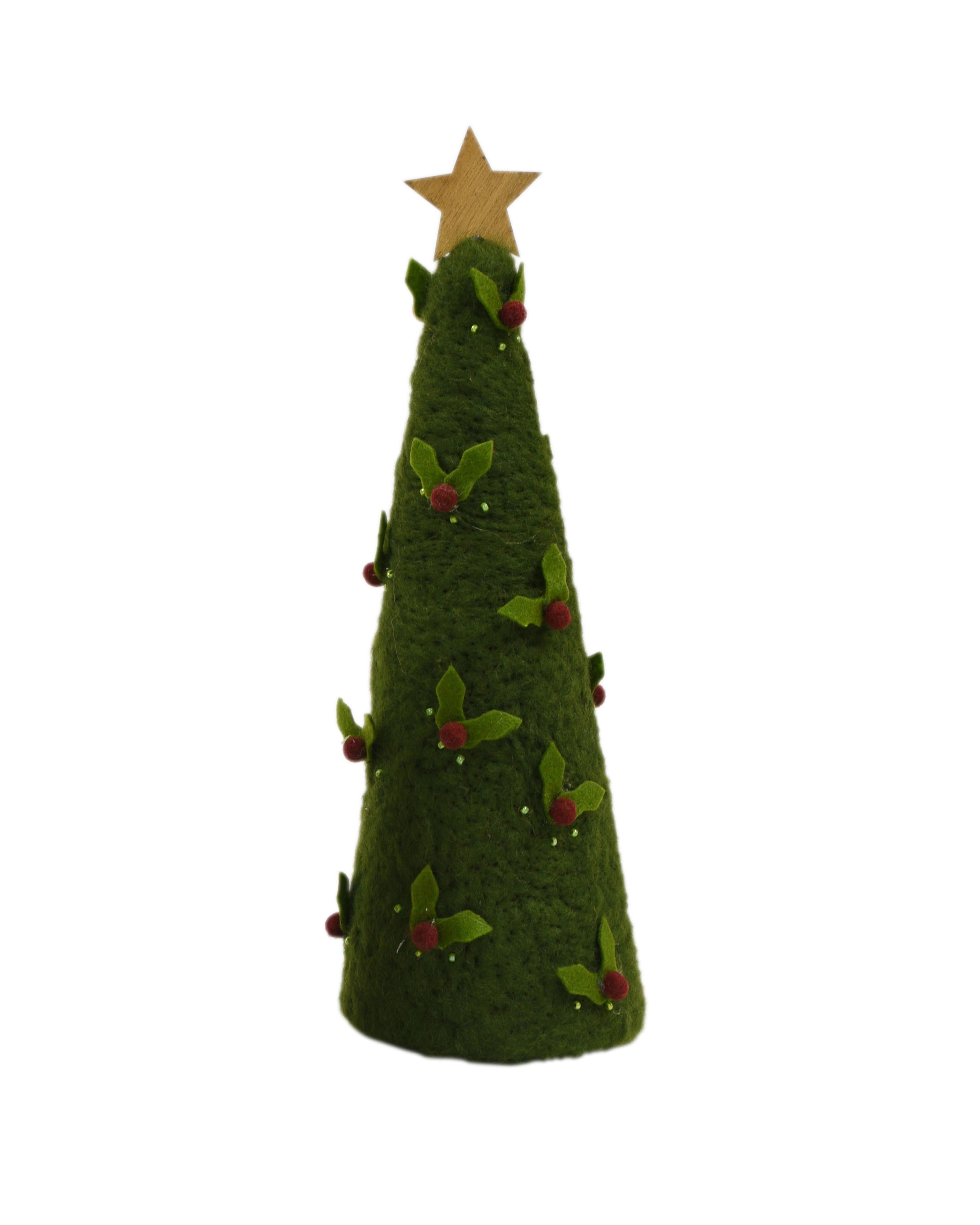 Maytime Tall Star Topped Felt Cone Tree - Green