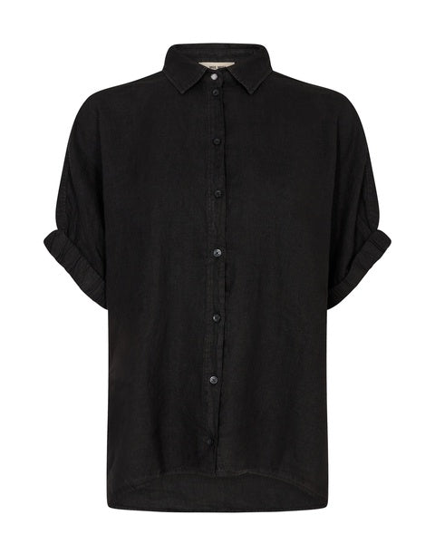 Mos Mosh Aven SS Linen Shirt - Black