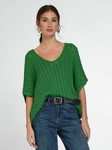 Faber Woman Loose Knit Tee - Emerald Green