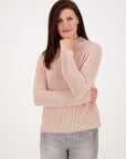 Monari Fisherman's Rib Sweater - Rose