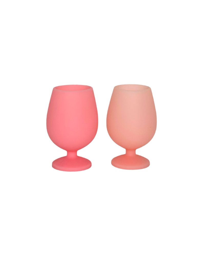 Porter Green Stemm Silicone Wine Glasses - Flamingo &amp; Lotus