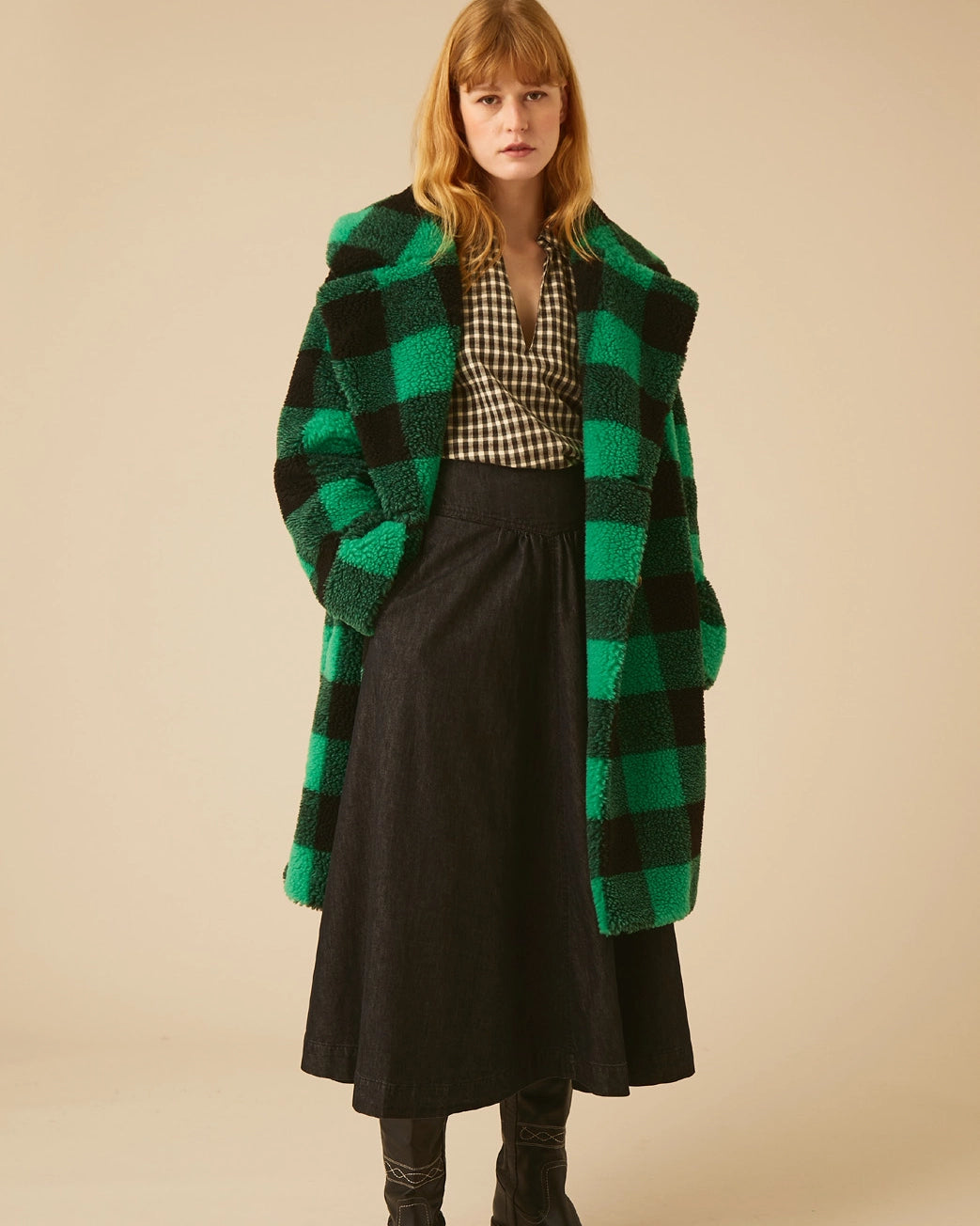 Leon &amp; Harper Vamp Check Coat - Green