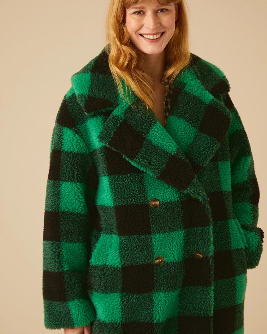 Leon &amp; Harper Vamp Check Coat - Green